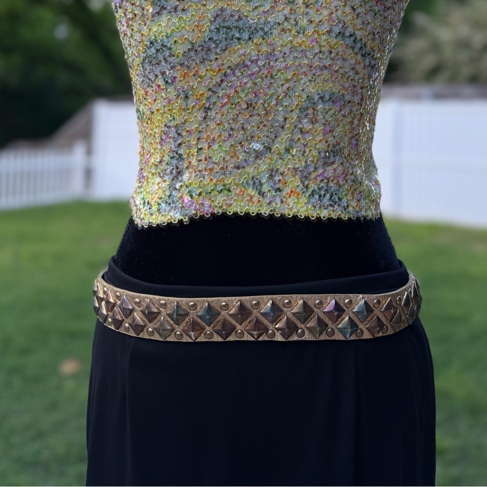Y2k Gold colorful studded rocker belt